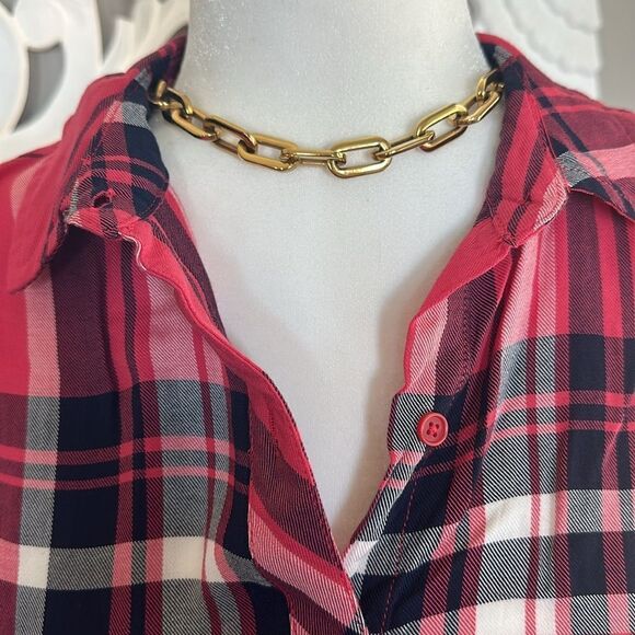 Ruffle Sleeve Plaid top - Picture 3 of 5